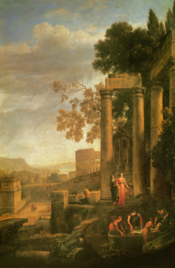 Detail of Landscape, the Burial of Saint Serapia by Claude Lorrain
