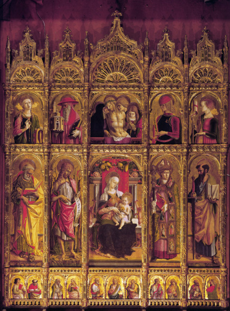 Detail of Altarpiece of St Emidio, polyptych: The Pieta and the Virgin with Child between the Saints, c. 1430-95 by Carlo Crivelli
