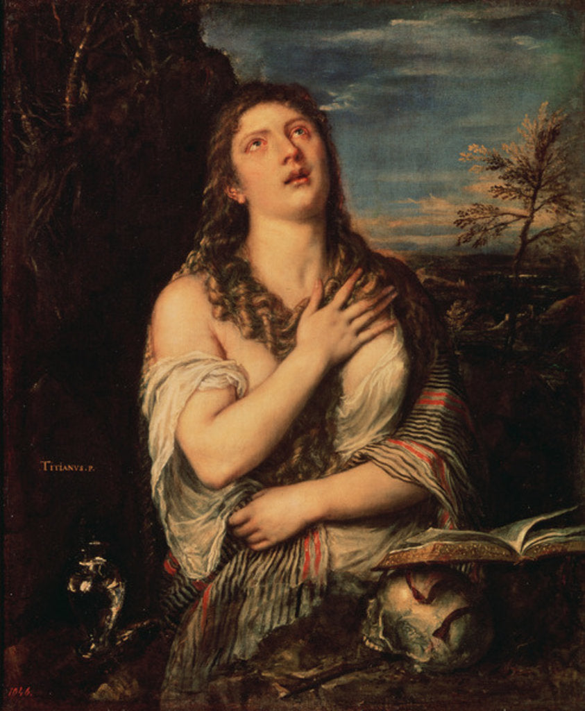 Detail of Repentant Mary Magdalene, 1560s by Titian (c.1488-1576)