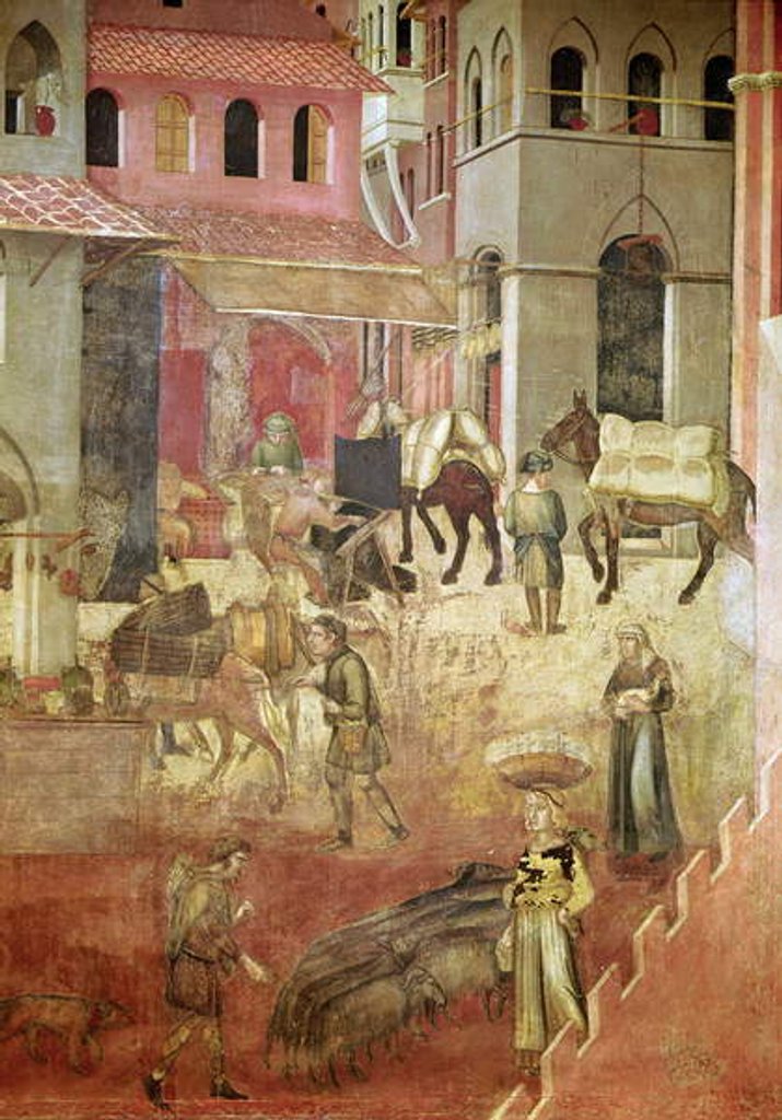 Detail of Effects of Good Government in City by Ambrogio Lorenzetti