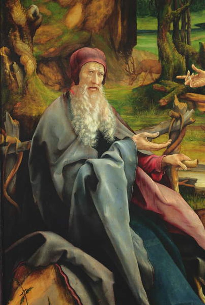 Detail of Visit of Saint Anthony to Saint Paul the hermit by Matthias Grunewald