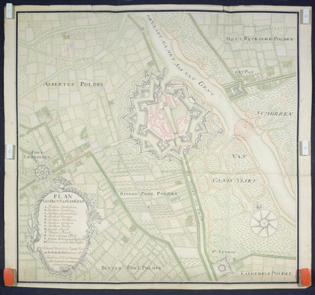 Detail of Map of Sas de Gant and surrounding areas, 1759 by Flemish School