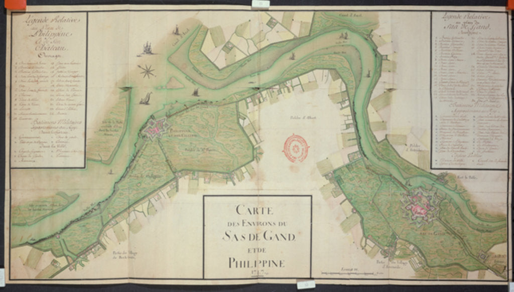 Detail of Area around Sas van Gent and Philippine, Netherlands, 1747 by French School