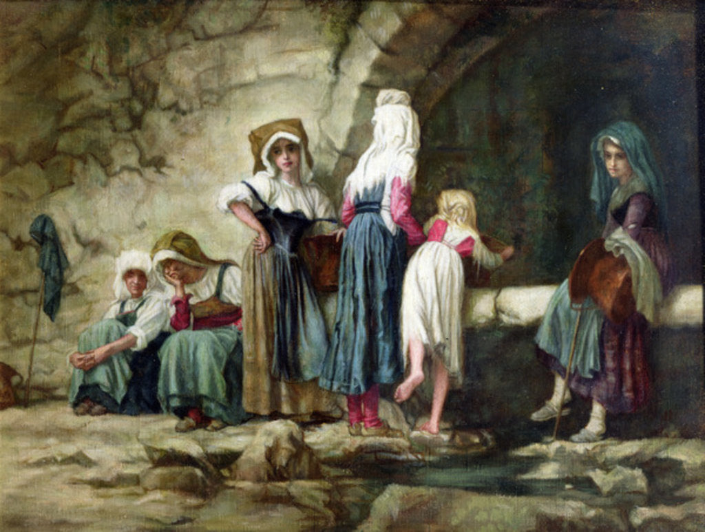 Detail of Peasants at a Fountain by Antoine Auguste Ernest Herbert or Hebert