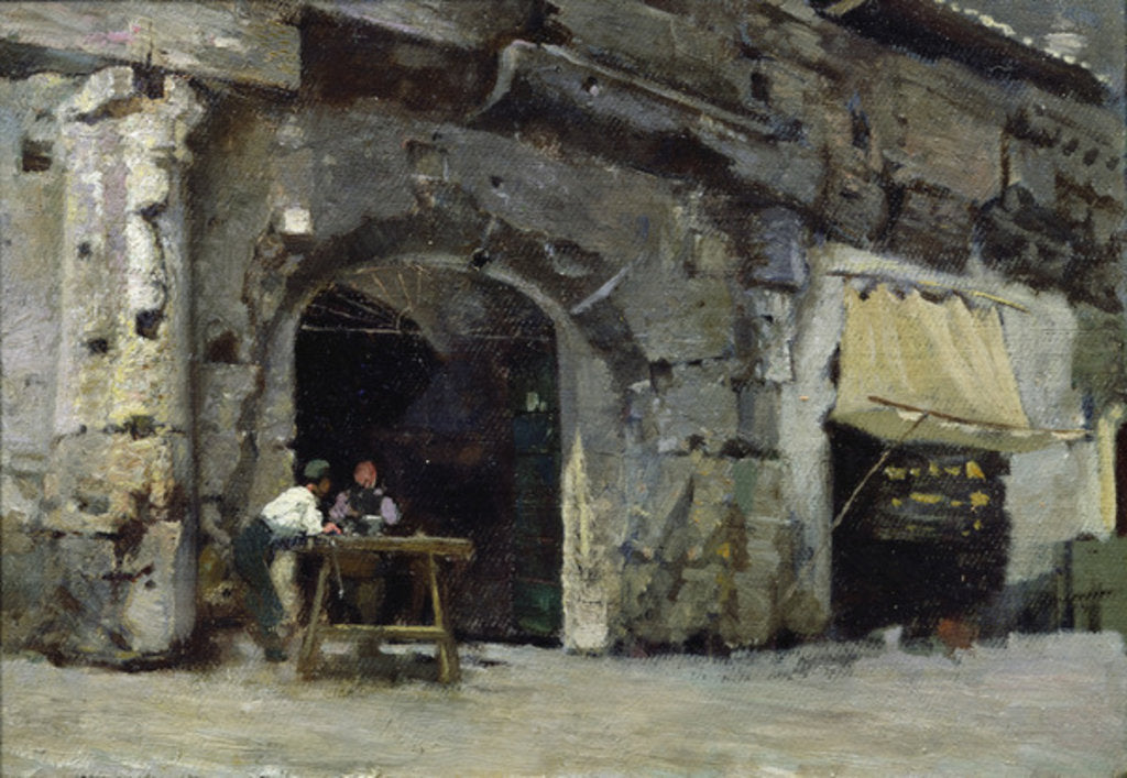 Detail of Rome, Dark Shops by Antoine Auguste Ernest Herbert or Hebert