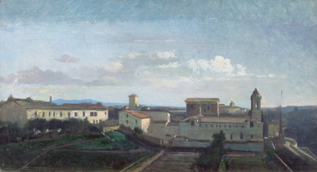 Detail of Rome, The Church of Trinità dei Monti by Antoine Auguste Ernest Herbert or Hebert