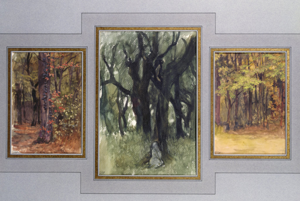 Detail of Oak and coppice, Villa Medici, Rome by Antoine Auguste Ernest Herbert or Hebert