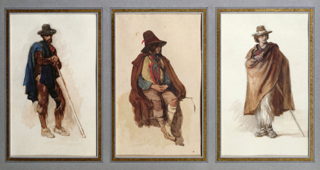 Detail of Three types of Ciociari shepherds by Antoine Auguste Ernest Herbert or Hebert