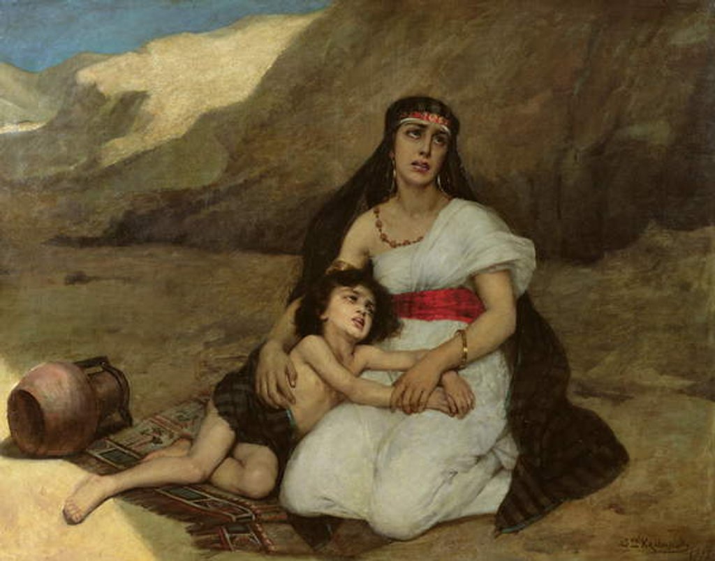 Detail of Arabic woman and her child, 1877 by Gustave Krabansky