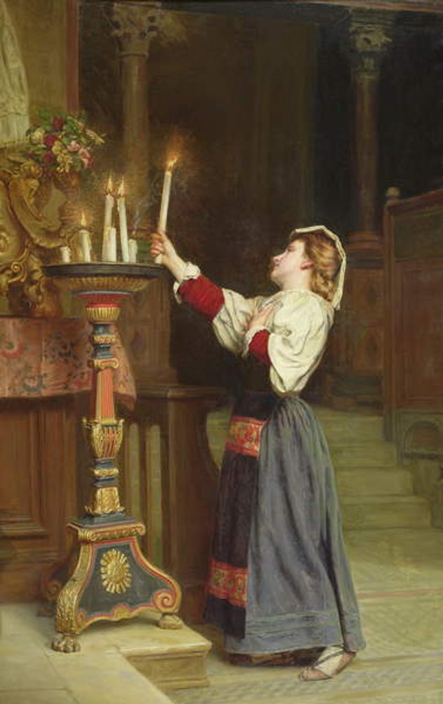 Detail of Girl with a candle, 1908 by Remy Cogghe