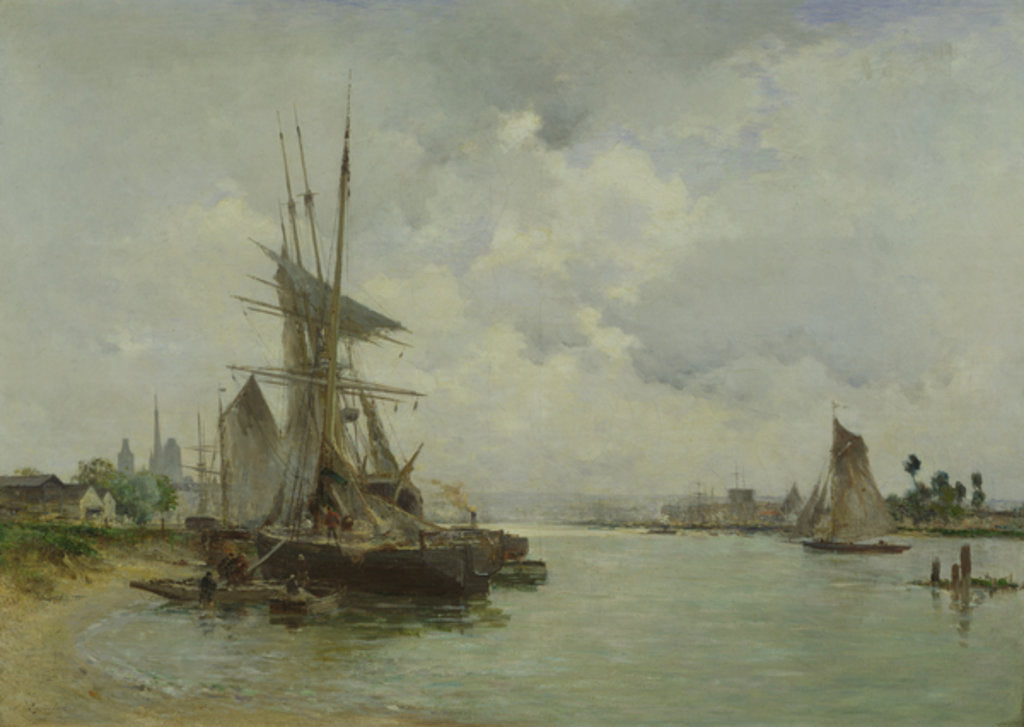 Detail of View of Rouen by Charles Lapostolet