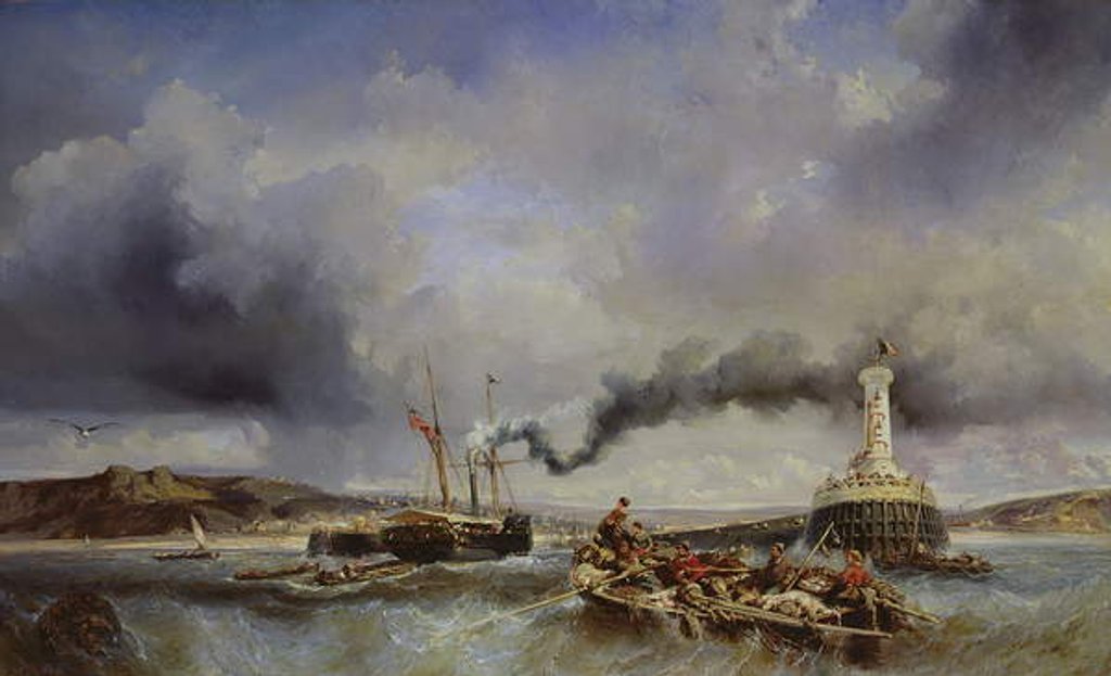 Detail of View of the port of Boulogne from the sea, 1843 by Louis Eugene Gabriel Isabey