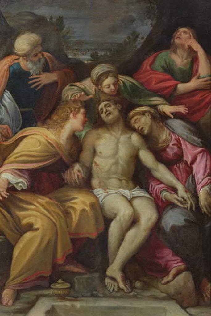 Detail of Lamentation of Christ with St John, Mary Magdalene, Mary-Salomé, Joseph of Arimathea and the Virgin by Francesco Albani