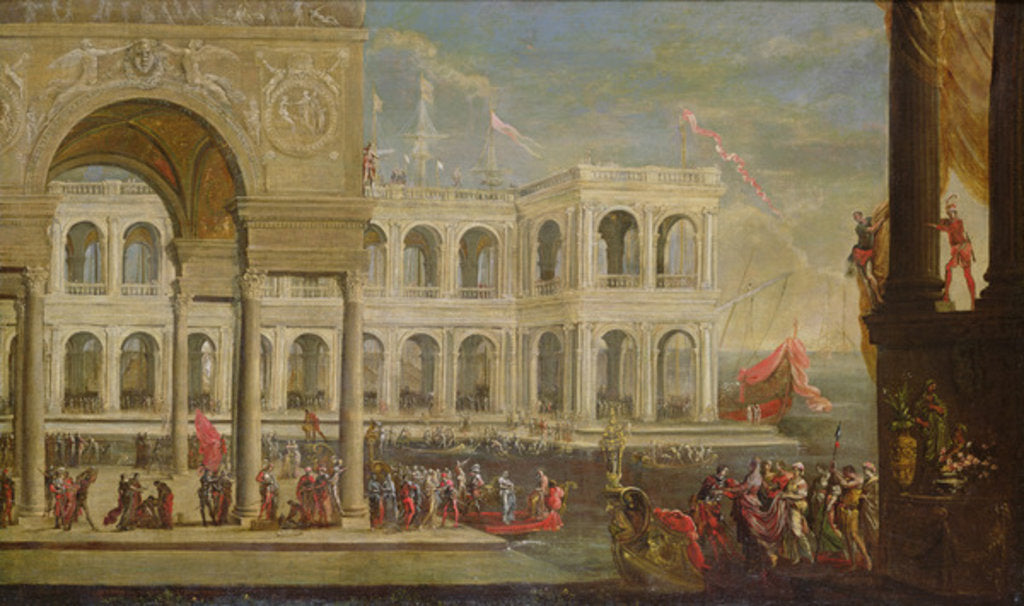 Detail of View of the Palace and Queen Joanna I of Naples by Italian School