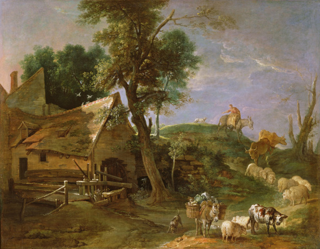 Detail of Landscape with Watermill, 1740 by Jean-Baptiste Oudry