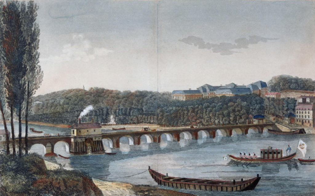 Detail of View of the Chateau and the Bridge of Saint-Cloud by Henri Courvoisier-Voisin