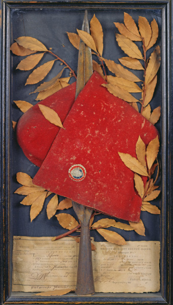 Detail of Souvenir of the Garde Nationale Parisienne, Section Armée du Bonnet Rouge, 1794 by French School