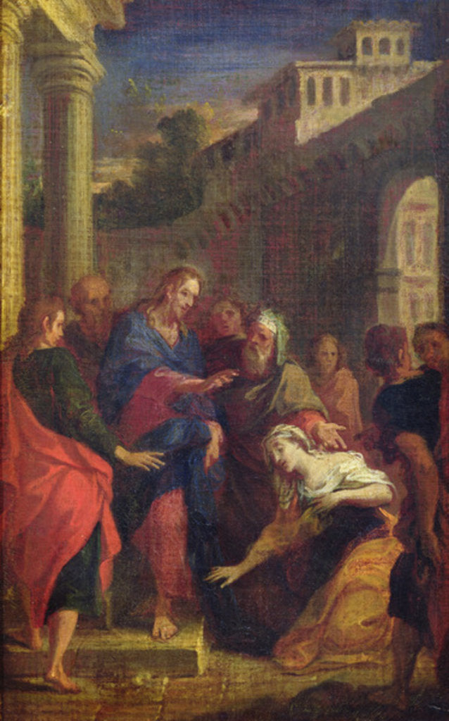 Detail of Jesus Healing the Bleeding Woman by Louis de the Younger Boulogne