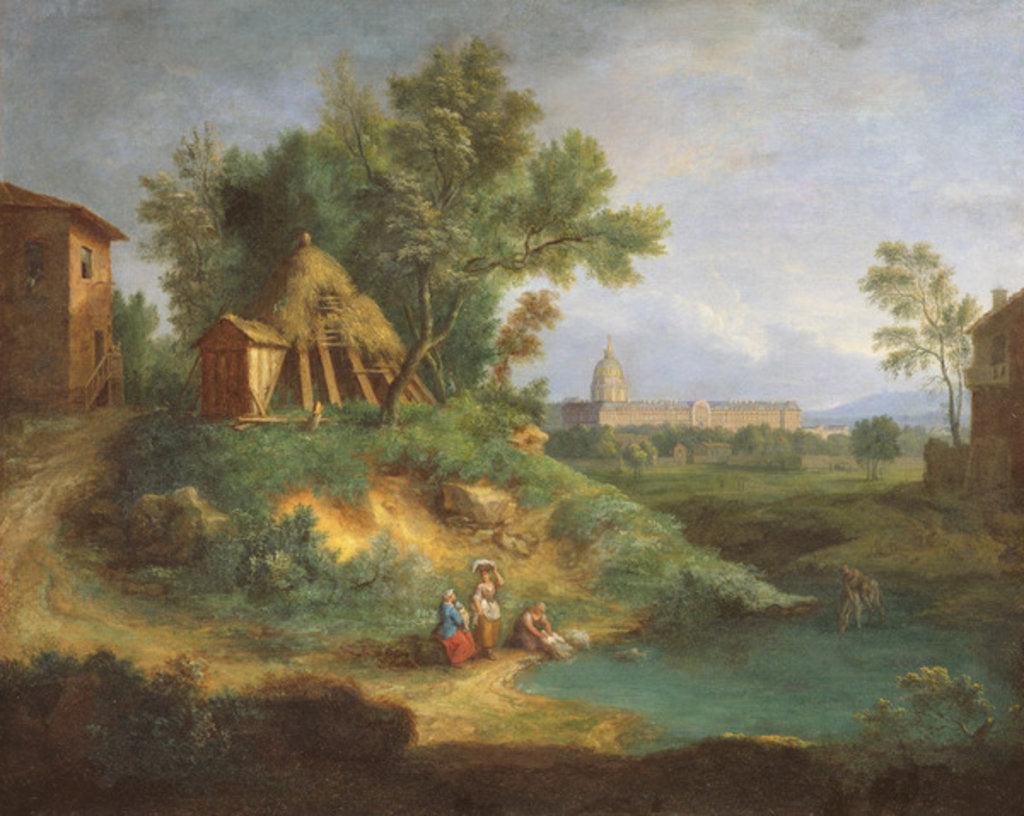 Detail of Hotel des Invalides, view from the Grenouillere by Jean-Francois the Younger Millet