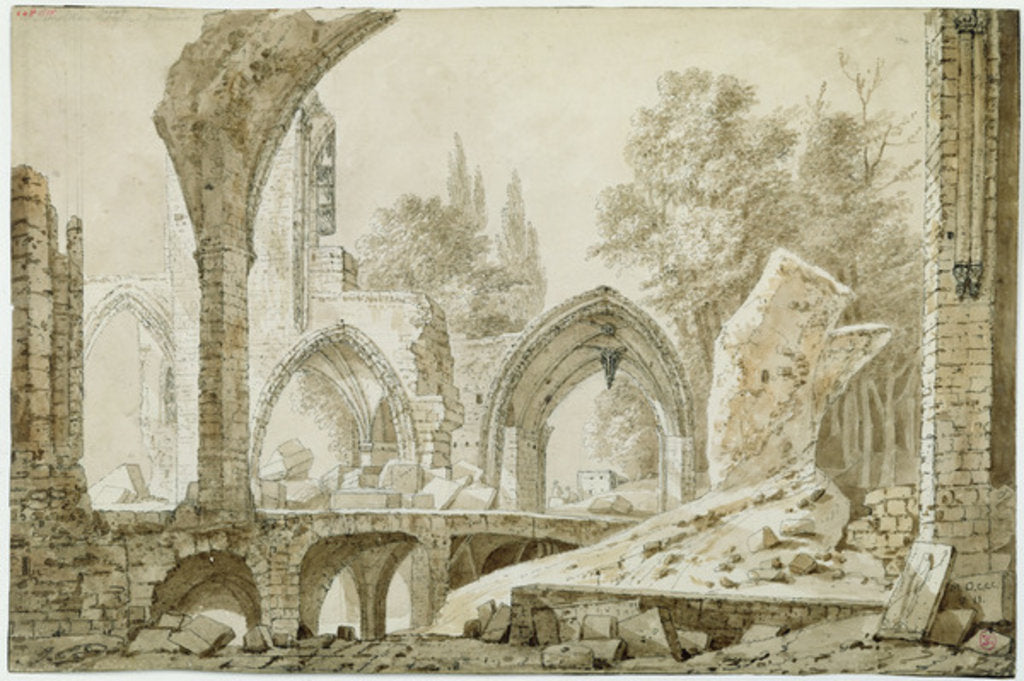 Detail of Interior of the Church of Sainte-Geneviève in Ruins, 1807 by Denise (fl.1779-97) Duchateau