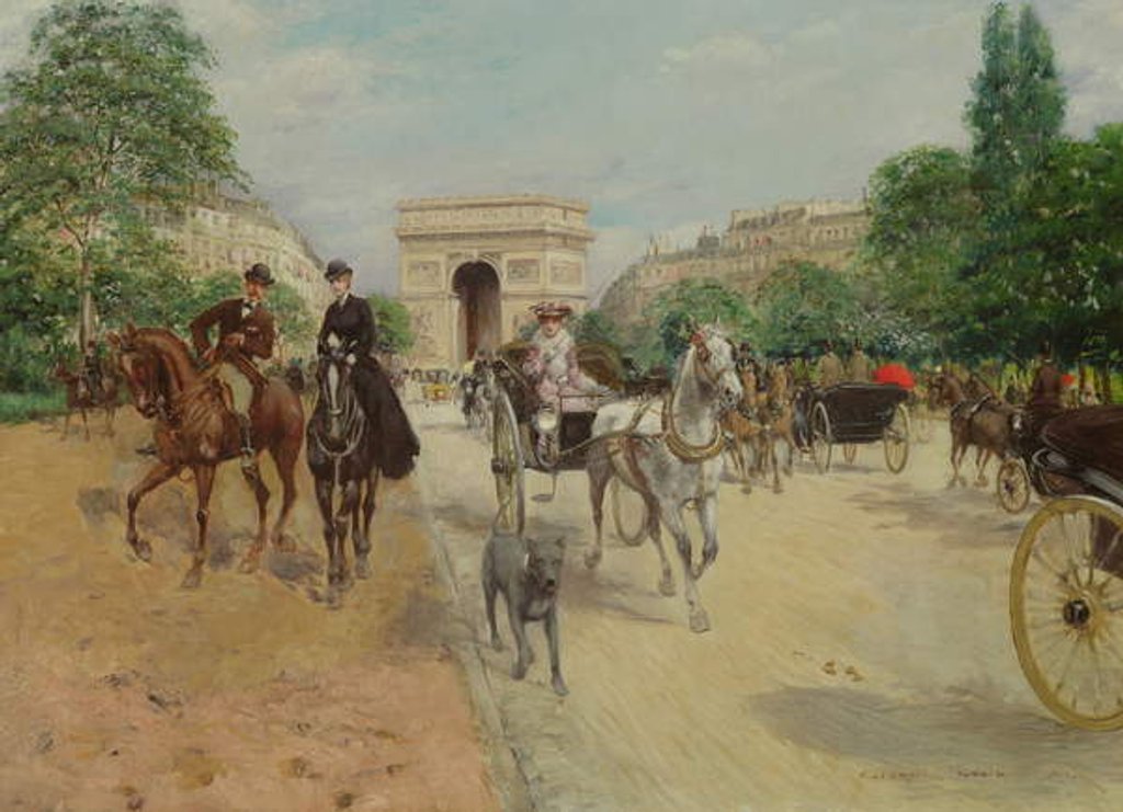 Detail of Riders and Carriages on the Avenue du Bois, 1910 by Georges Stein