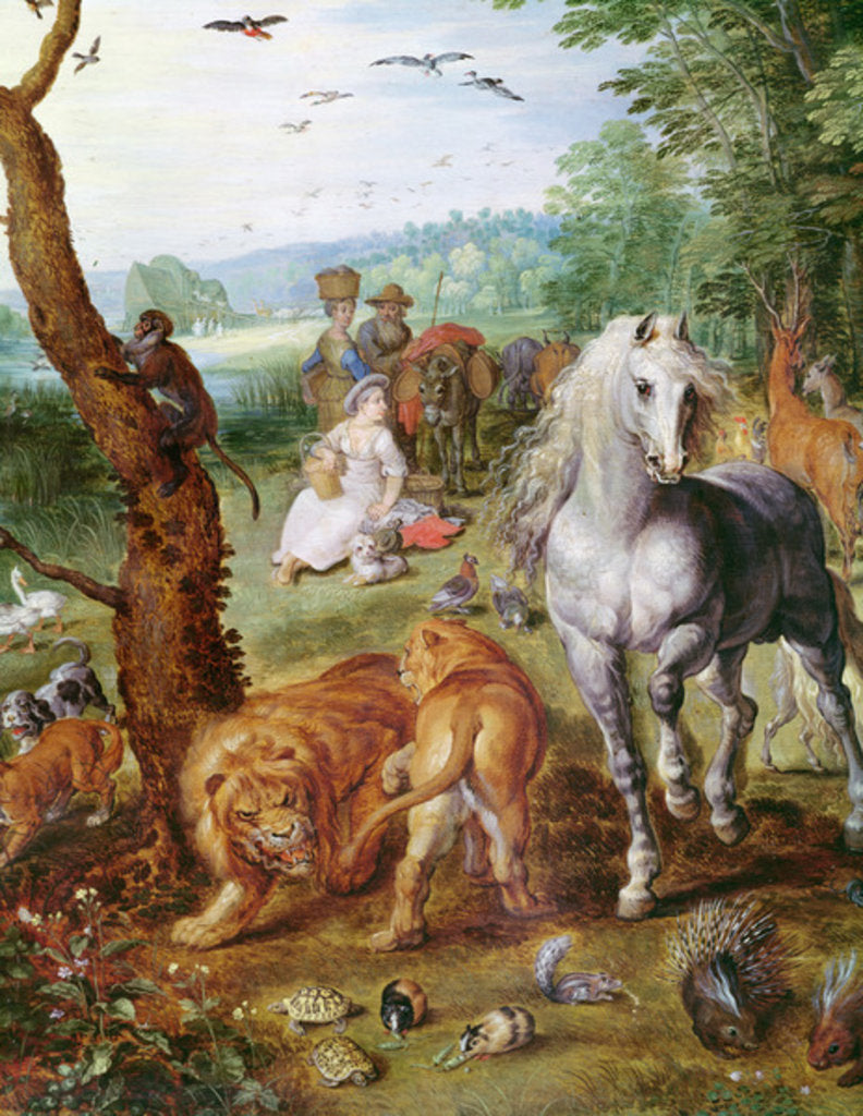 Detail of Noah's Ark, detail of the central group with horse by Jan III Snellinck