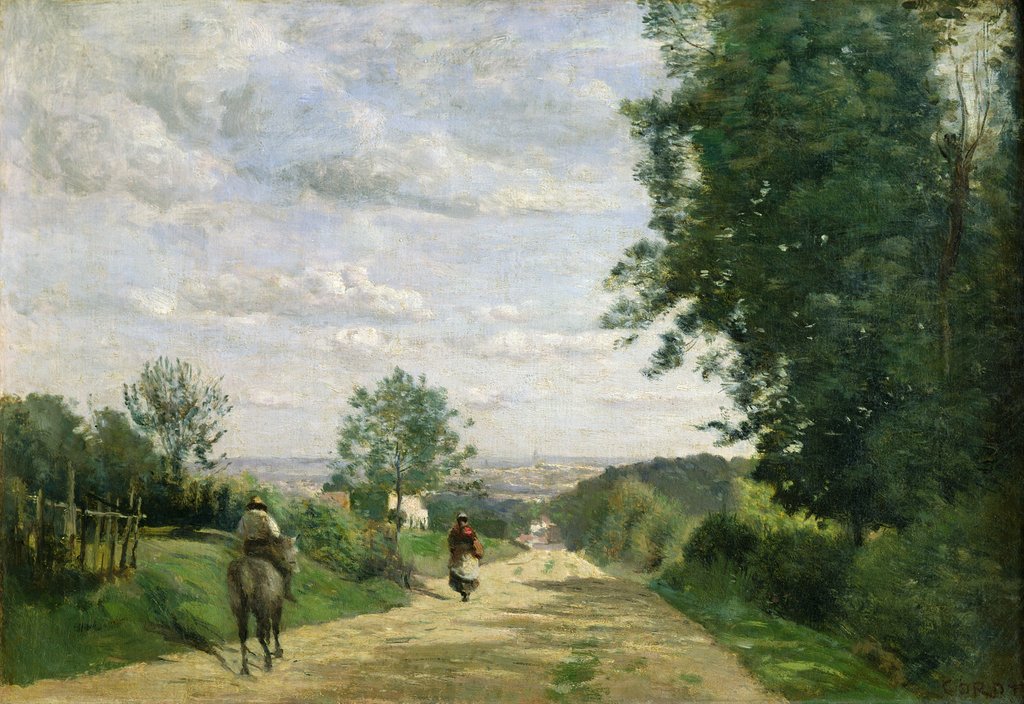 Detail of The Road to Sevres, 1858-59 by Jean Baptiste Camille Corot