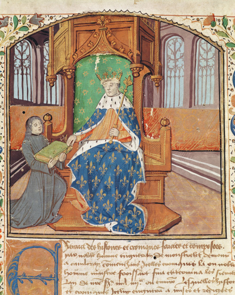 Detail of Ms 1468 fol.1 The Author Offers his Book to King Charles VII by French School