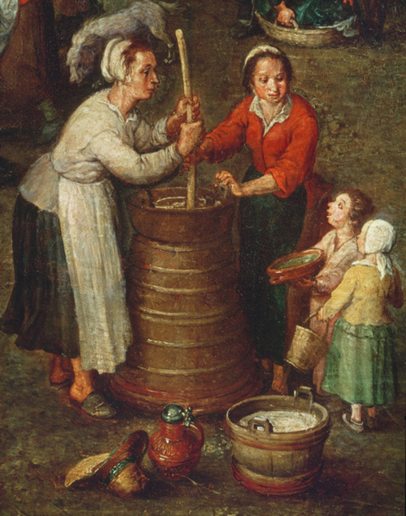 Detail of Country Life, detail of peasants churning milk by Jan the Elder Brueghel