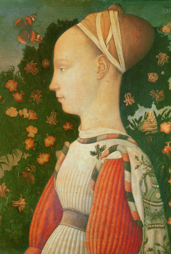 Detail of Portrait of Ginevra d'Este, c.1436-38 by Antonio Pisanello