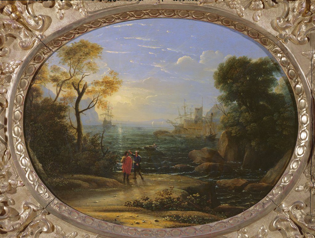 Detail of Coastal Landscape at Sunset by Claude Lorrain (1600-82)