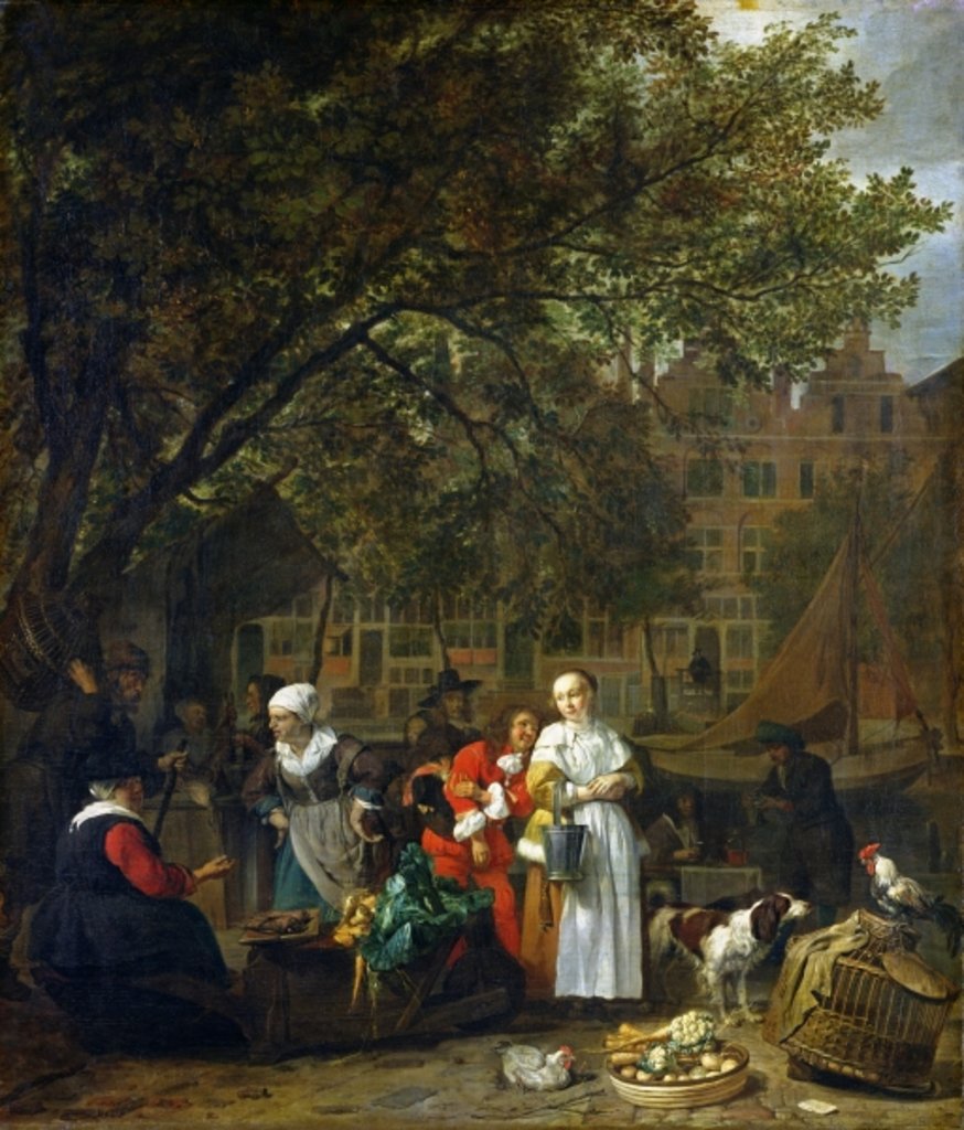 Detail of A Herb Market in Amsterdam by Gabriel Metsu