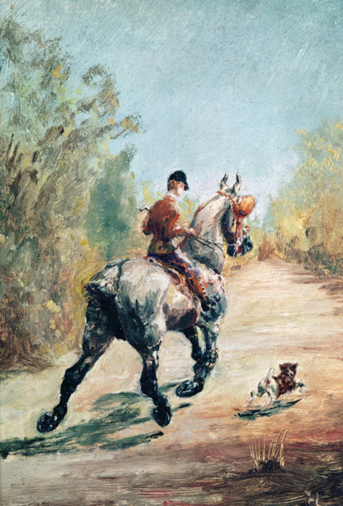Detail of Trotting Horseman with a Little Dog, 1879 by Henri de Toulouse-Lautrec