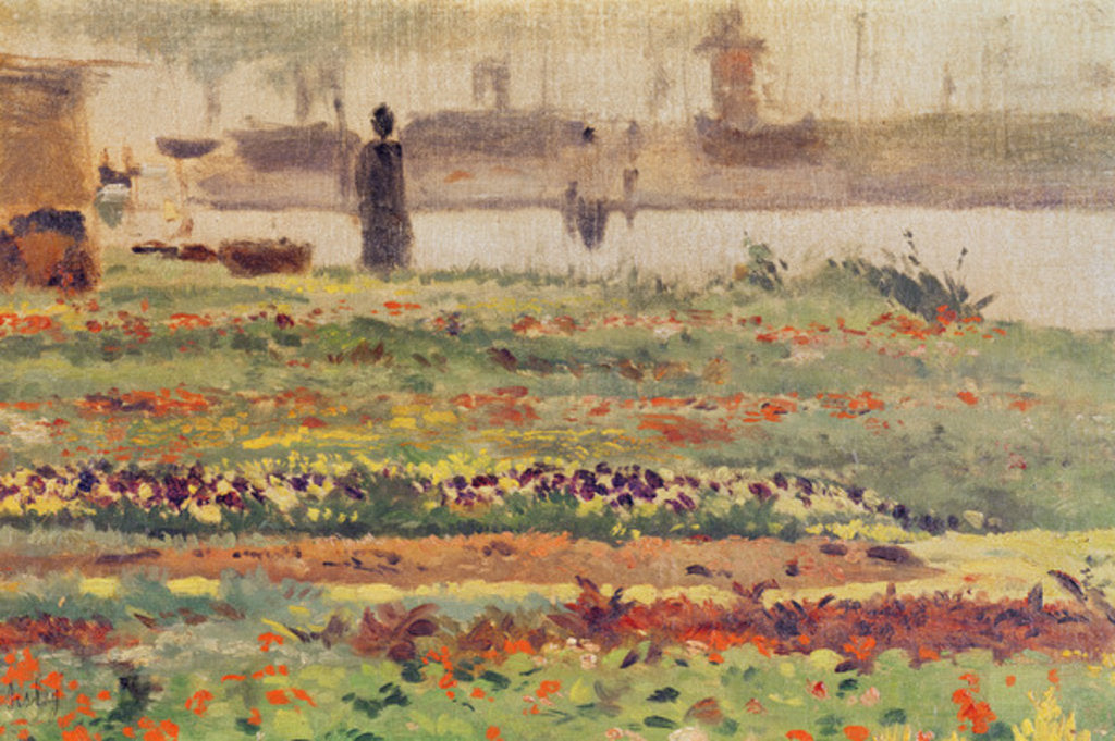 Detail of The Garden at the Water's Edge by Alfred Sisley