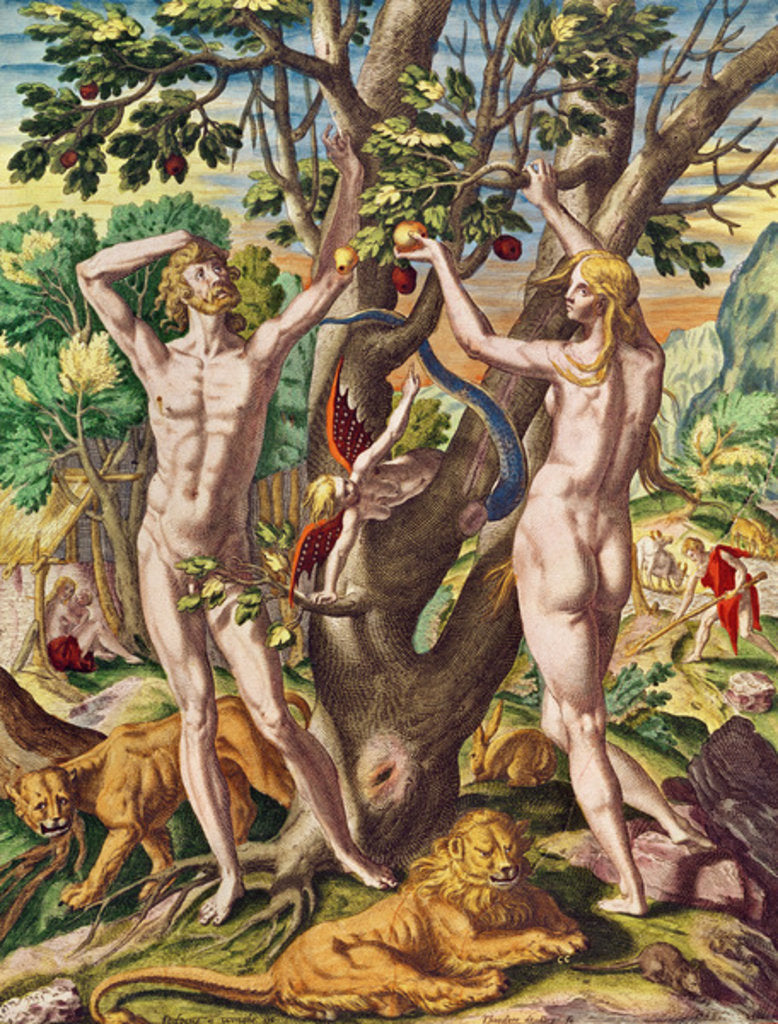 Detail of Admiranta Narratio.... Adam and Eve, 1585-1588 by Theodor de Bry