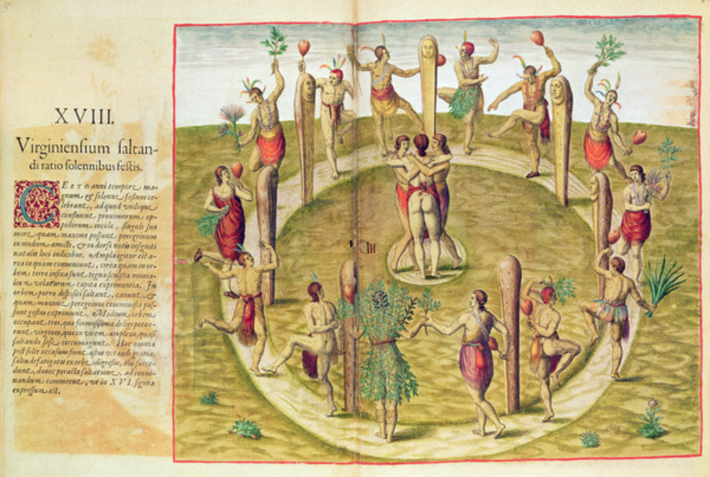 Detail of Admiranta Narratio, The Virginian Ritual Dance of Friendship, 1585-88 by Theodor de Bry