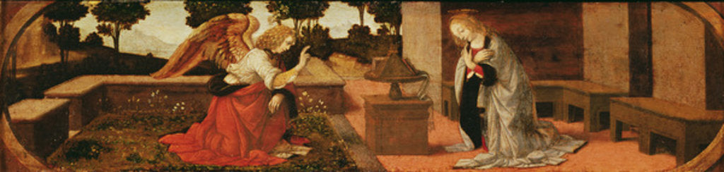 Detail of The Annunciation, predella panel from an altarpiece, 1478-85 by Lorenzo di Credi