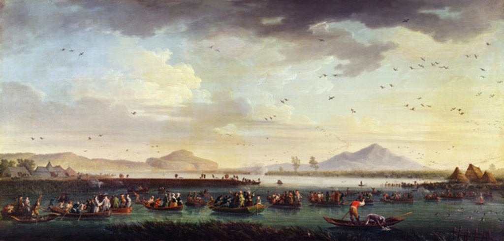 Detail of Charles III of Bourbon, King of Sapin and of the Kingdom of Two-Sicilies Duck Hunting at the Patria Lake in 1746, 1749 by Claude Joseph Vernet