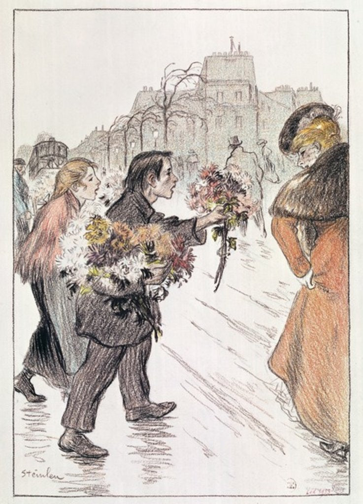 Detail of Florists walking around the outer Boulevards by Theophile Alexandre Steinlen