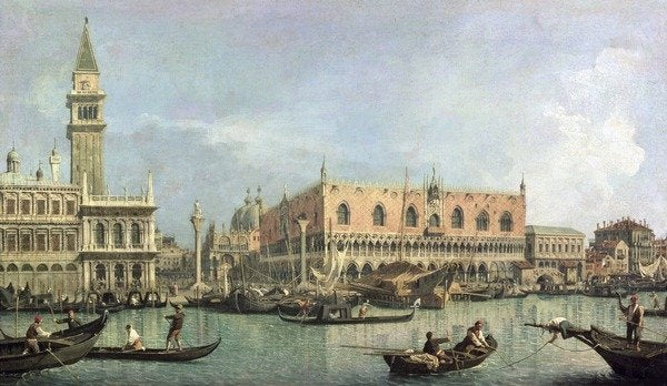 Detail of The Molo and the Piazzetta San Marco, Venice, 18th century by Canaletto