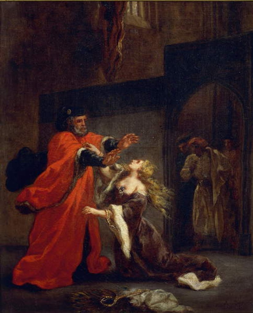 Detail of Othello, Act I, Scene 3: Desdemona at the feet of her father, 1852 by Ferdinand Victor Eugene Delacroix