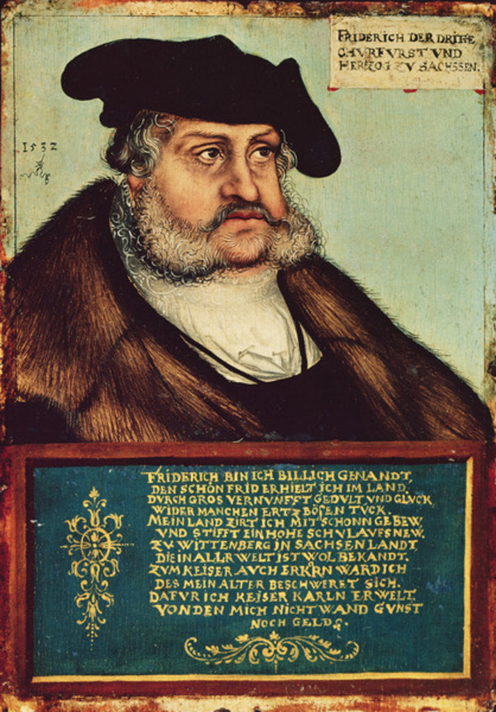 Detail of Portrait of Frederick III, Elector of Saxony by Lucas the Elder Cranach