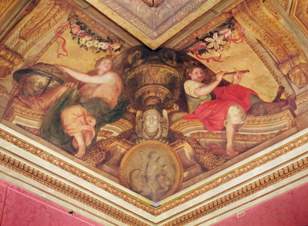Detail of Ceiling of the Hôtel de l'Abbé de La Rivière: Urania and Euterpe, 1653 by Charles Le Brun
