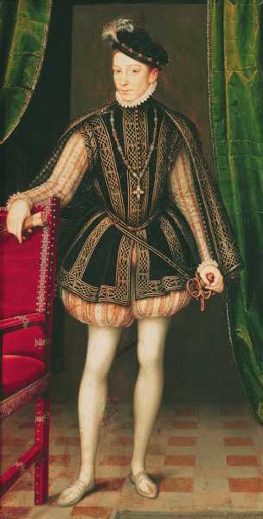 Detail of Portrait of Charles IX, 1560 by Francois (workshop of) Clouet
