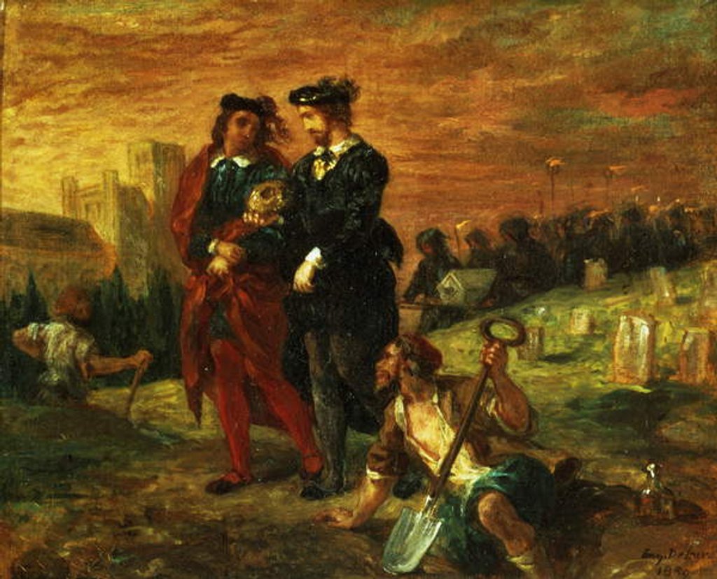 Detail of Hamlet and Horatio in the cemetery, from Act V of 'Hamlet' by William Shakespeare, 1859 by Ferdinand Victor Eugene Delacroix
