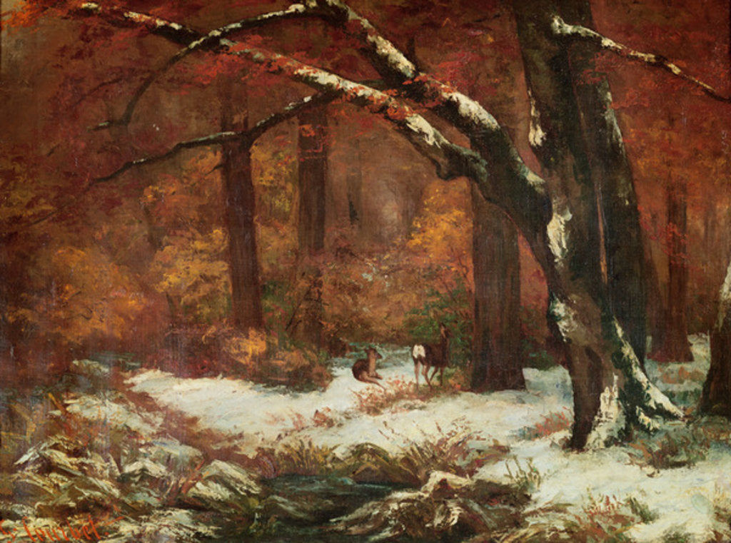 Detail of The Deer Retreating by Gustave Courbet