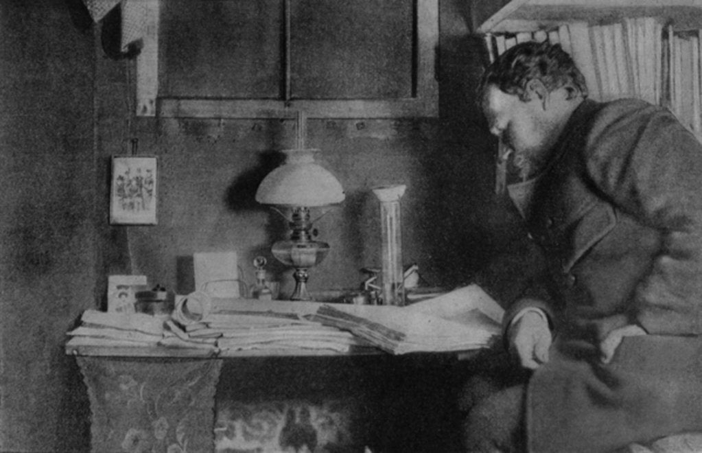 Detail of Otto Nordenskjöld at his desk, Snow Hill, Antarctica, 1901-03 by Anonymous