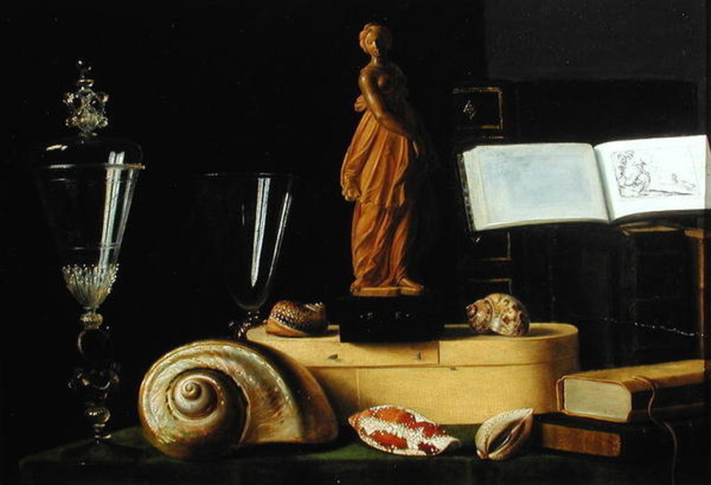 Detail of Still Life with a Statuette and Shells, c.1630 by Sebastian Stoskopff