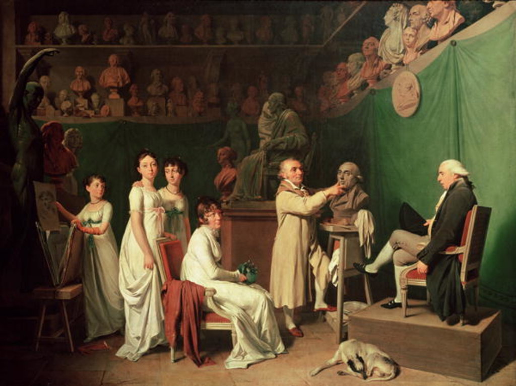 Detail of Jean Antoine Houdon Sculpting the Bust of Pierre Simon Marquis de Laplace in the Presence of his Wife and Daughters, 1804 by Louis Leopold Boilly