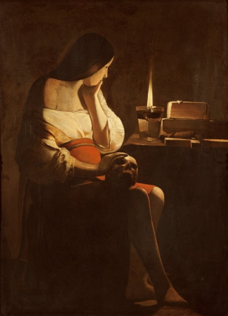 Detail of Mary Magdalene with a night light, c.1640-45 by Georges de la Tour